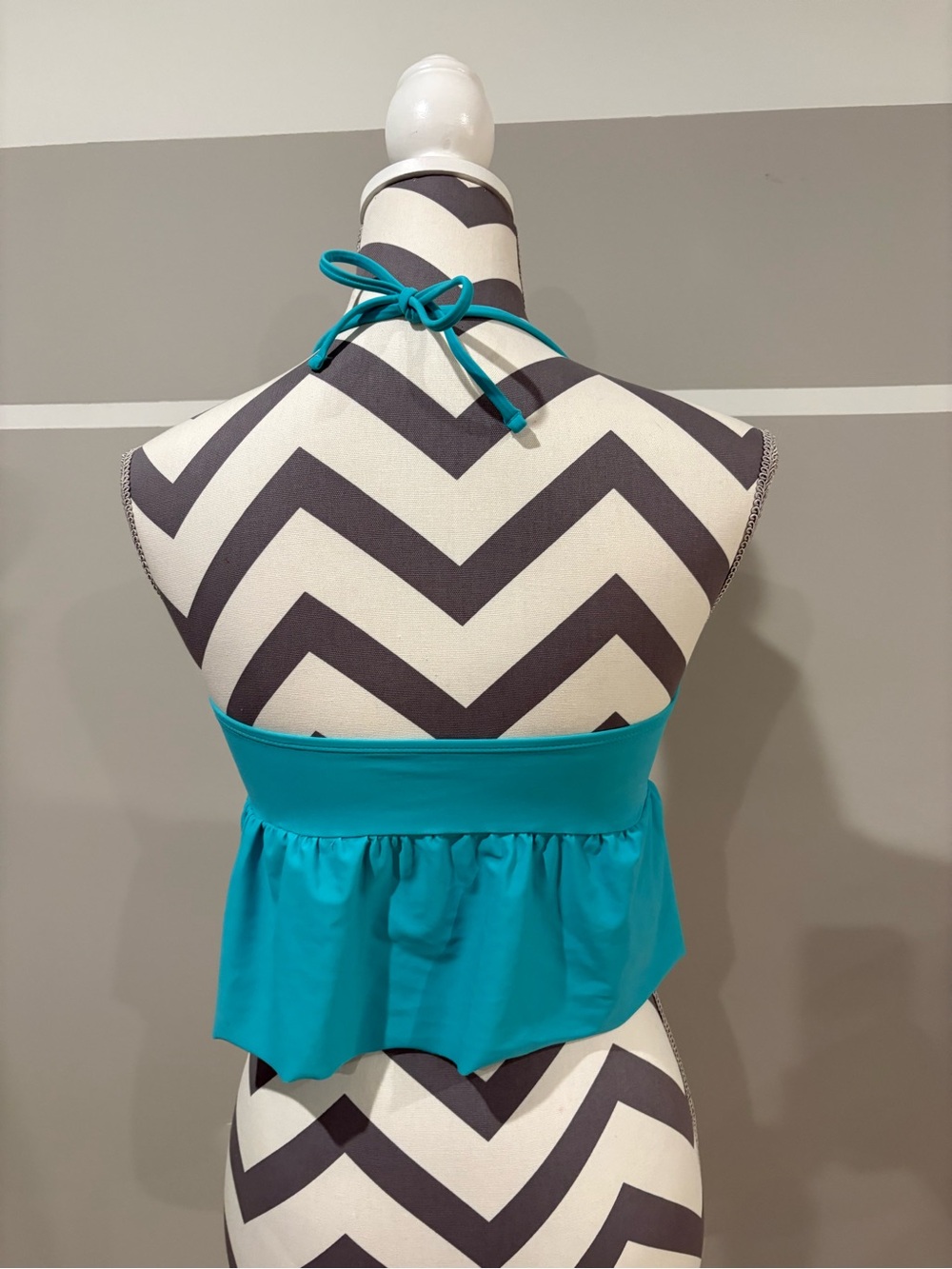 aerie Teal Ruffled Bandeau Swim Top - Picture 3 of 4